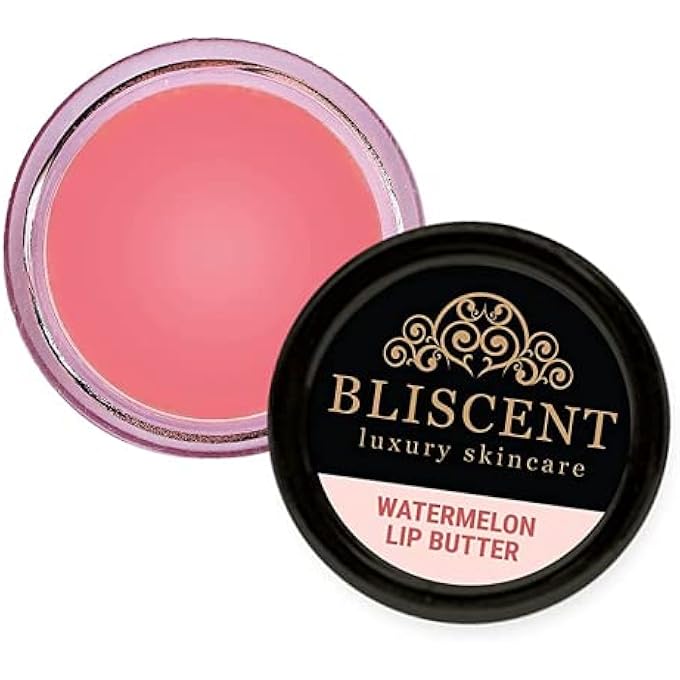 BLISCENT BEAUTY SKINCARE WATERMELON LIP BUTTER BALM | ORGANIC BEESWAX, SHEA BUTTER, WATERMELON | SOFTENS & NOURISHES DRY CHAPPED LIPS | SOFT SUPPLE LIPS | MEN & WOMEN-5 GRAMS - Image 1